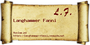 Langhammer Fanni névjegykártya